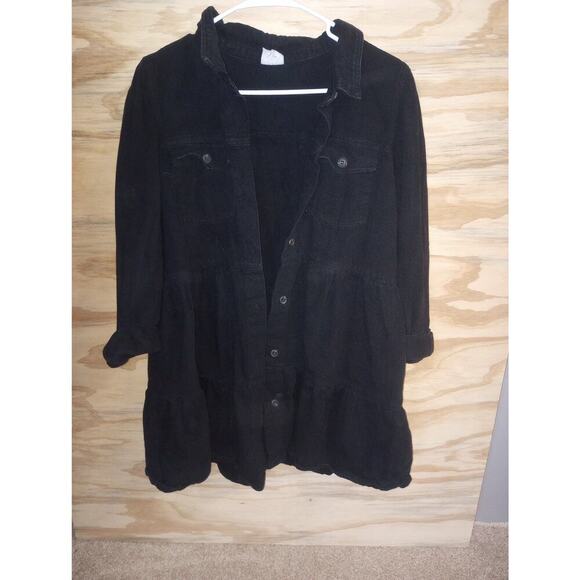 By Together Black Denim Overcoat Tiered Large - Picture 2 of 2